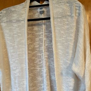 Cream Old Navy sweater.  1/2 sleeve.  Open front lightweight.